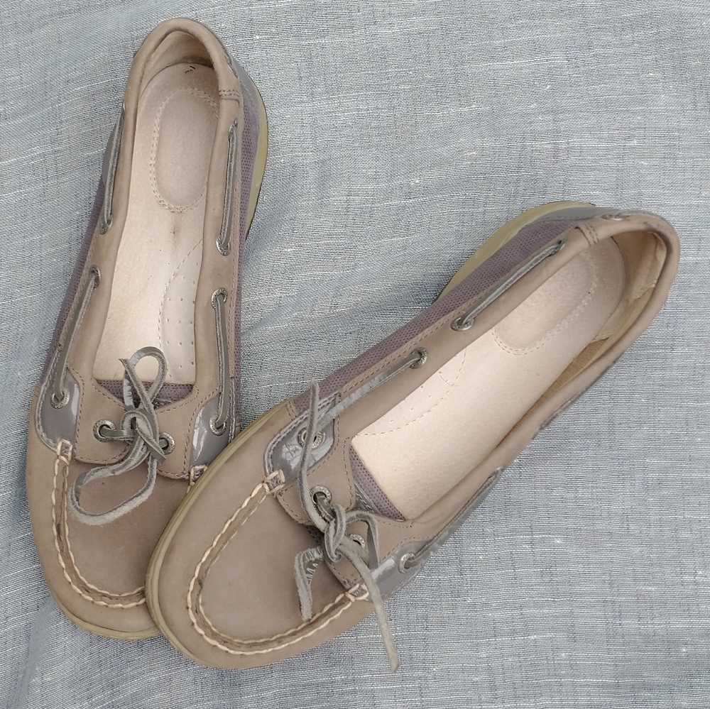 Women's Sperry Top Slider Leather Slip On Flats Lace Up Shoes